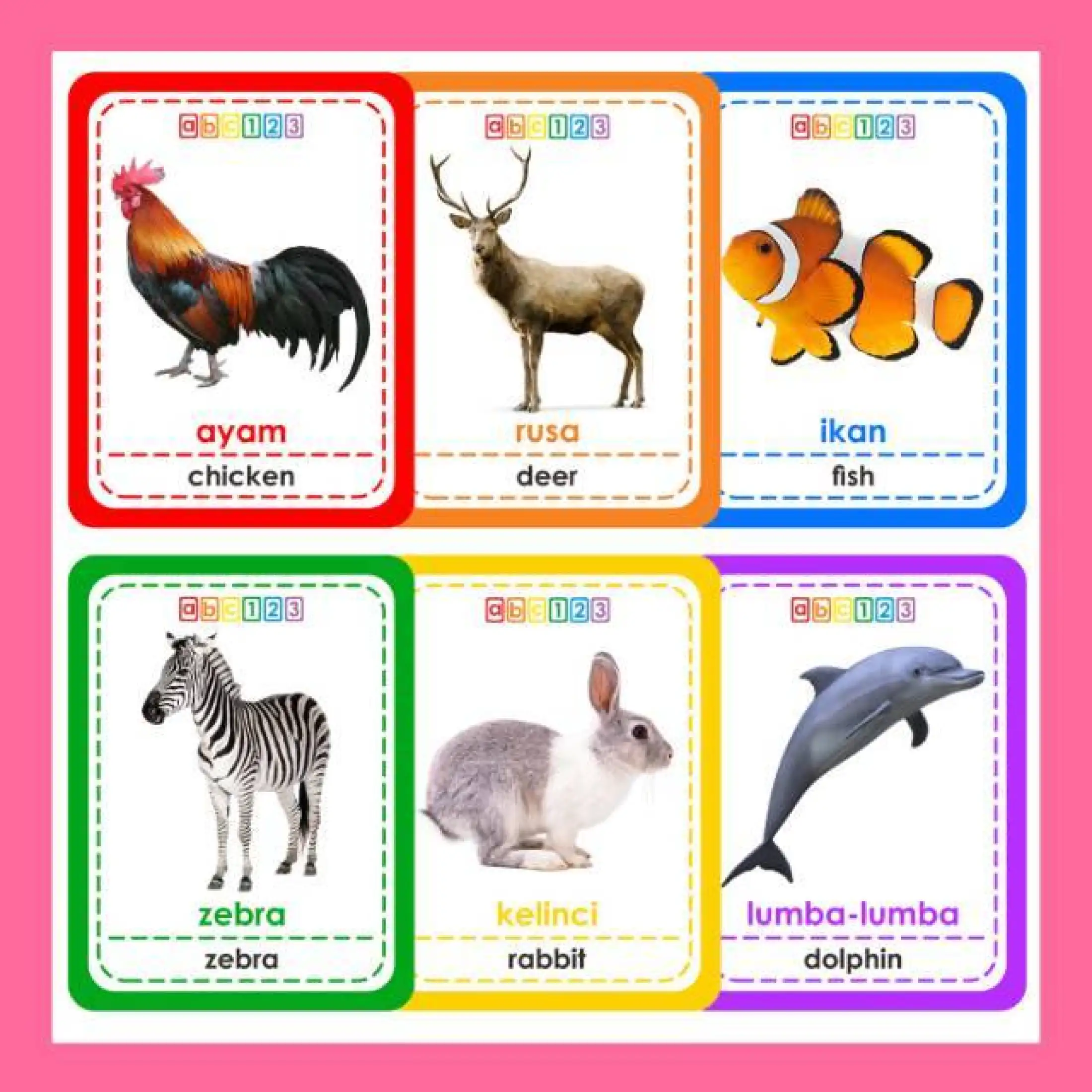 Flashcard Kartu Pintar Binatang Hewan Darat Air Udara Belajar Balita Anak Flash Card Fauna Animal Lazada Indonesia