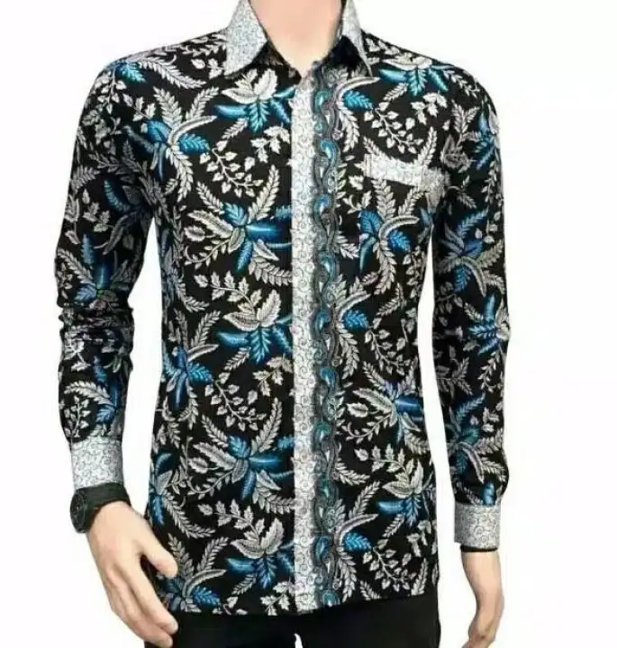 Kemeja Batik Pria Lengan Panjang Baju Batik Pria Original Jari Jari Biru Lazada Indonesia