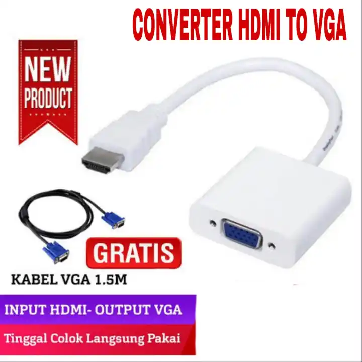 Converter Kabel Hdmi To Vga Laptop Hdmi To Monitor Vga Free Kabel Vga To Vga 1 5m Lazada Indonesia