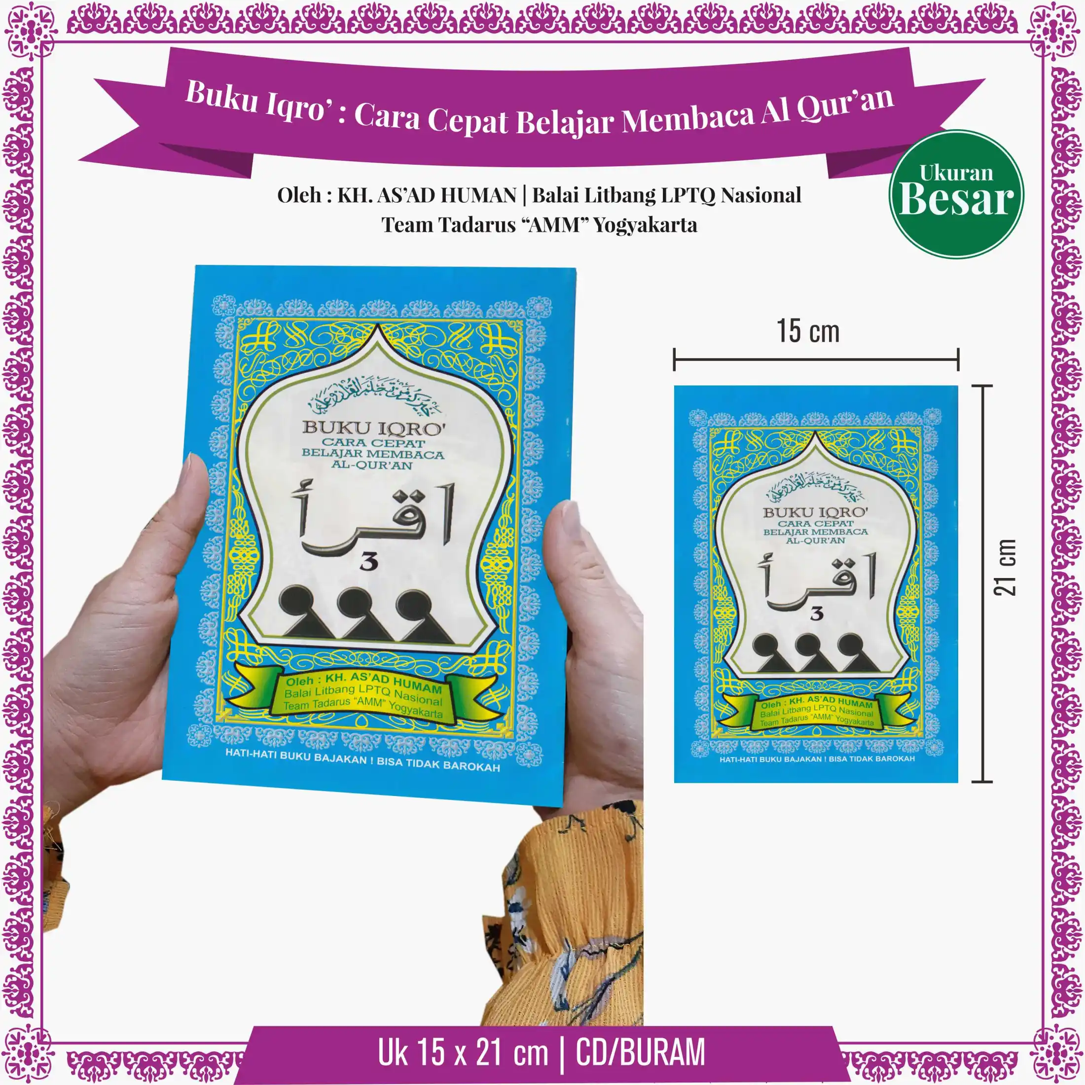 Iqro Jilid 3 Besar Cd Iqra Belajar Mengaji Original Lazada Indonesia