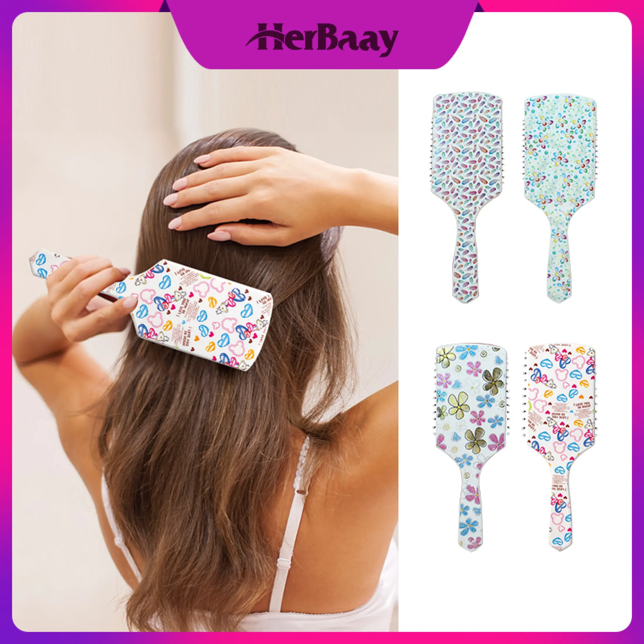 Herbaay Sikat Rambut Sisir Rambut Sisir Yang Dicetak Untuk Kepala Dan Kulit Kepala Rambut Alat Perawatan Rambut Sikat Anti Rontok Hair Style Comb Salon Kecantikan Rambut Wanita B Lazada Indonesia