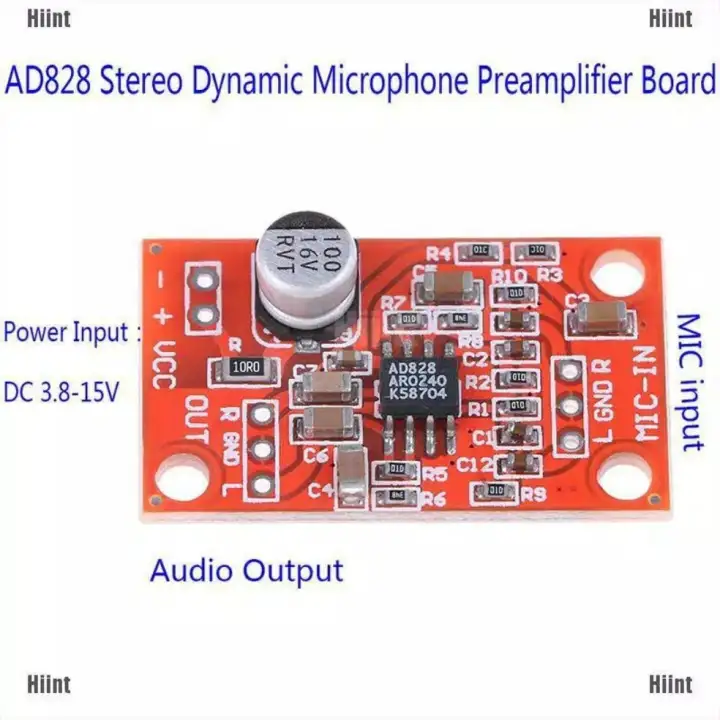 Modul Ad828 Stereo Microphone Preamplifier Board Mic Dc 3 7v 15 Volt Lazada Indonesia