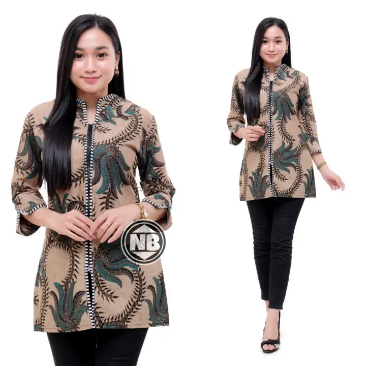 Baju Batik Atasan Wanita Lengan Panjang New Model Ziper Best Seller Untuk Ke Kantor Dll Batik Pekalongan Risma Batik Lazada Indonesia