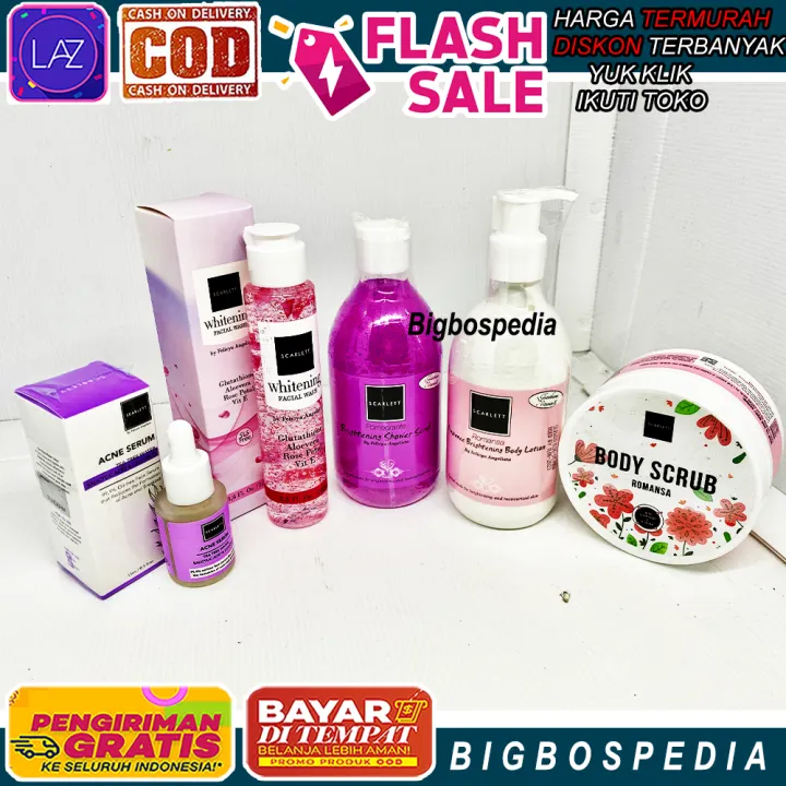 Paket Lengkap 5 In 1 Scarlett Romansa Whitening Body Lotion Original 300ml Scarlett Pemogrante Whitening