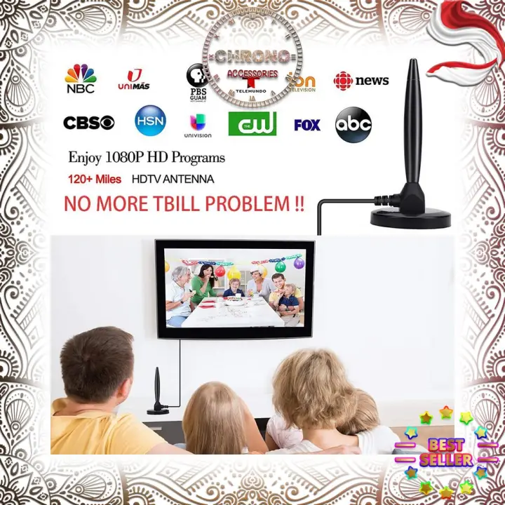 Tripledi Antena Digital Tv Indoor Amplifier 120mil Hdtv Dvb T2 1080p Penguat Sinyal Siaran Televisi Sinyal