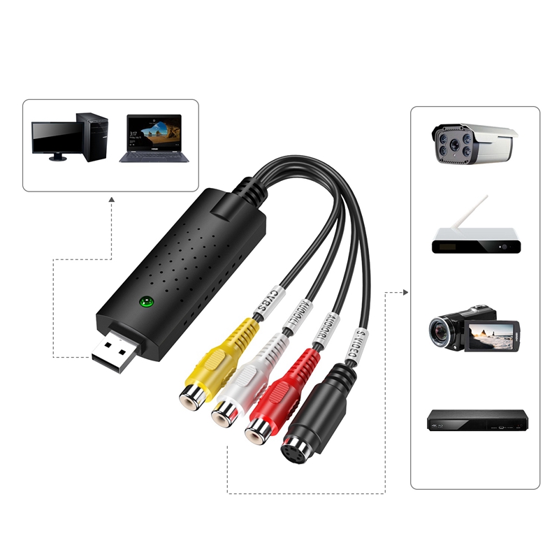 easycap usb 2.0 audio video capture adapter tv vhs dvd
