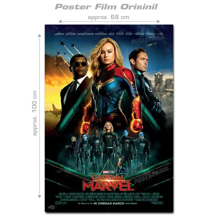 Poster Film Captain Marvel Original Indonesian One Sheet Style B Ukuran 68 X 100 Cm Lazada Indonesia