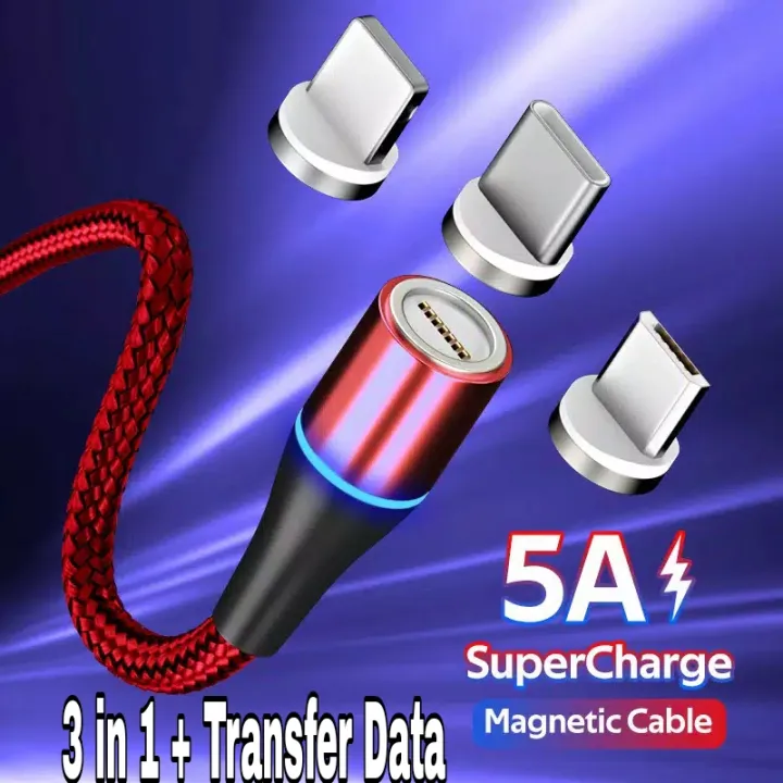 Kabel Data Fast Charging Magnetic 3 In 1 Transfer Data Micro Usb Type C Iphone Samsung Oppo Xiaomi Vivo Lazada Indonesia