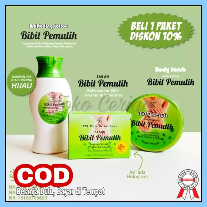Paket Pemutih Badan Cepat Syb 3in 1 Lotion Scrub Sabun Original 100 Resmi