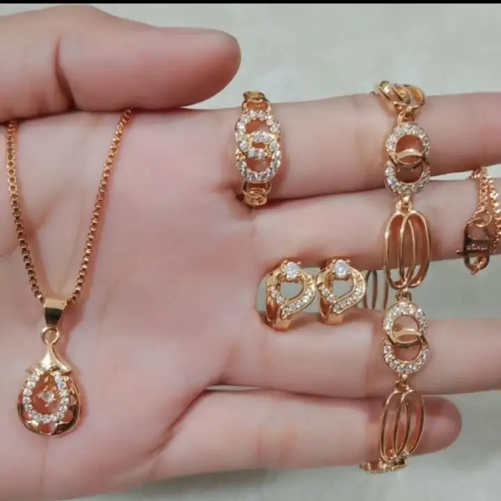 Perhiasan Dewasa 1 Set Lengkap Warna Rose Gold Cantik Lazada Indonesia