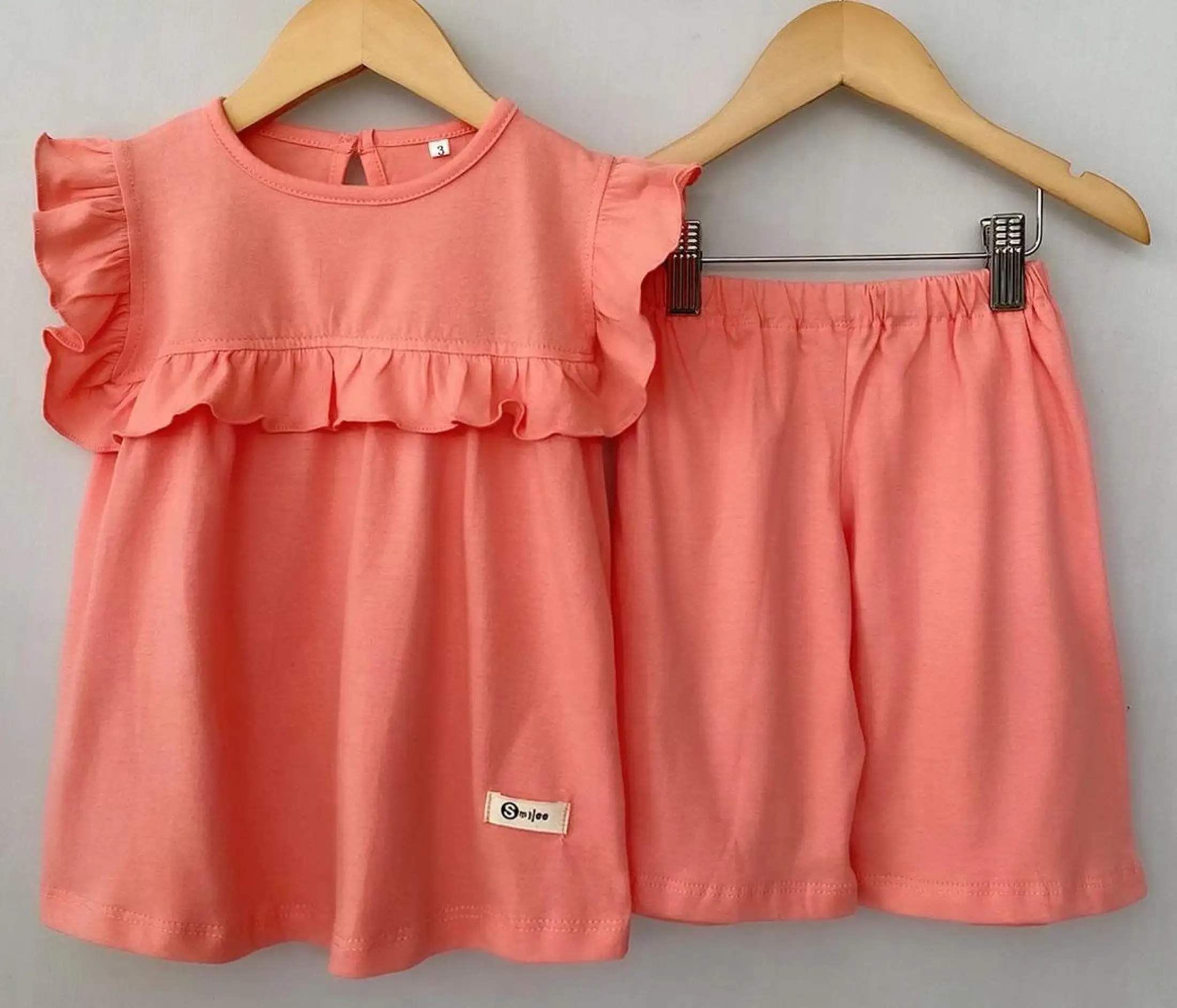 Setelan Anak Kaos Smilee Pompom Warna Peach Size 1 5tahun Lazada Indonesia
