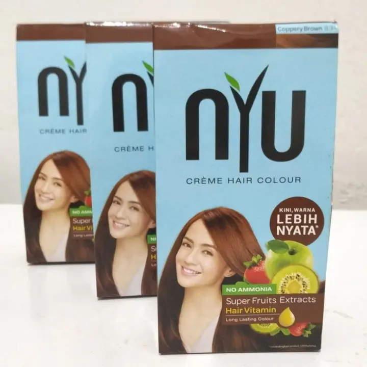 Paket 3pcs Nyu Hair Color Coppery Brown 30 Gram Box Pewarna Rambut Warna Rambut Pewarna Rambut Paket 3pcs Nyu Hair Color Coppery Brown 30 Gram Box Pewarna Rambut Warna Rambut Pewarna Rambut