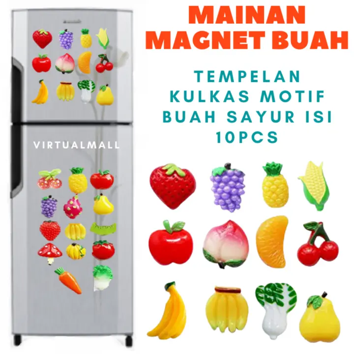 Mainan Buah Magnet Isi 10 Pcs Tempelan Kulkas Magnet Buah Lazada Indonesia