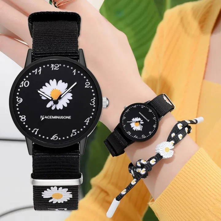 Jam Tangan Wanita Kasual Jam Tangan Korea Canvas Daisy Jam Tangan Cewek Jam Tangan Cewe Terbaru Lazada Indonesia