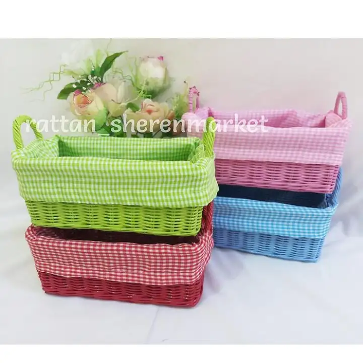 keranjang rotan hampers warna - sedia keranjang baju kotor 