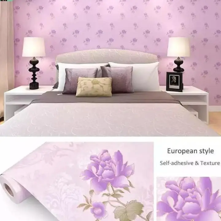 Wallpaper Dinding Minimalis Ruang Tamu Kamar Tidur Bunga Mawar Ungu Wps074 Termurah Lazada Indonesia