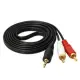 Kabel Audio Aux 3.5mm To 2 RCA AV 3 Meter Speaker Audio To RCA 3M Gold. 