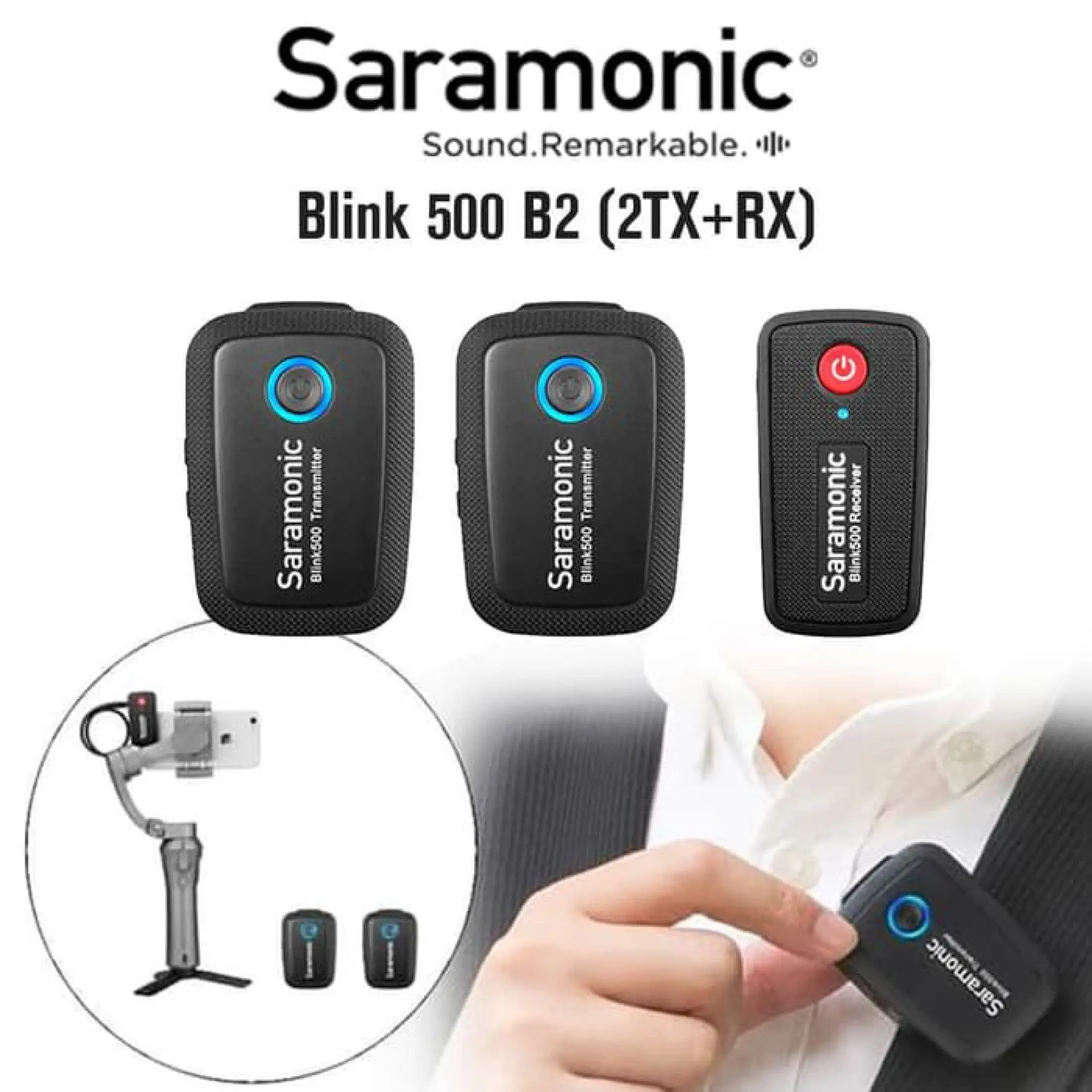 Saramonic Blink 500 B2 2-Person Wireless Mic Clip On Microphone ...