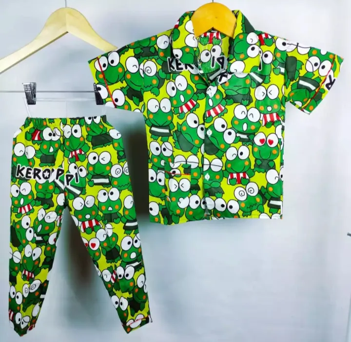 PIYAMA ANAK MOTIF KODOK/BAJU TIDUR ANAK MOTIF KODOK/PAKAIAN TIDUR ANAK  KODOK 1-16 THN