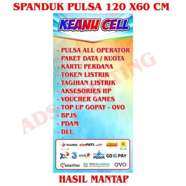 Spanduk Banner Konter Pulsa Ukuran 60cm X 120cm Model A Nama Bisa Di Ubah Lazada Indonesia