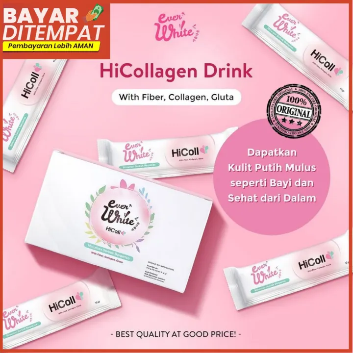 Harga Ecer Isi 5 Pcs Everwhite Hi Collagen Powder Drink Suplemen Pemutih Kulit Badan Dan Wajah