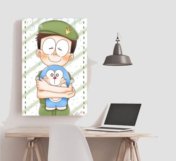 Hiasan Dinding Kamar Doraemon Lukisan Kartun Poster Kayu Anime Wall Decor Nobita Dekorasi Rumah Hiasan Kamar