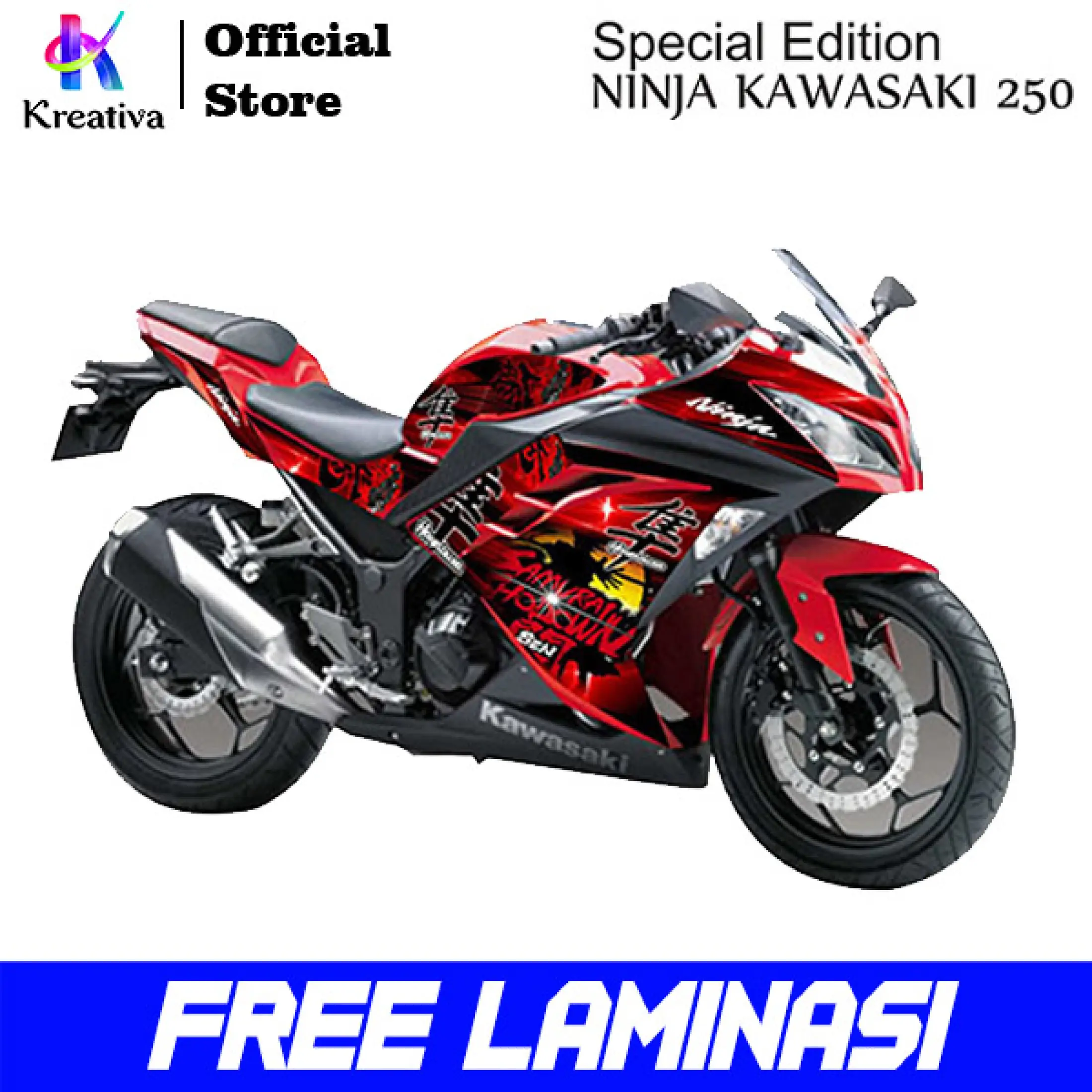 Decal Ninja Fi 250 Cc Kawasaki Variasi Dan Modifikasi Motor Pola Hitam Putih Garis Merah Lazada Indonesia