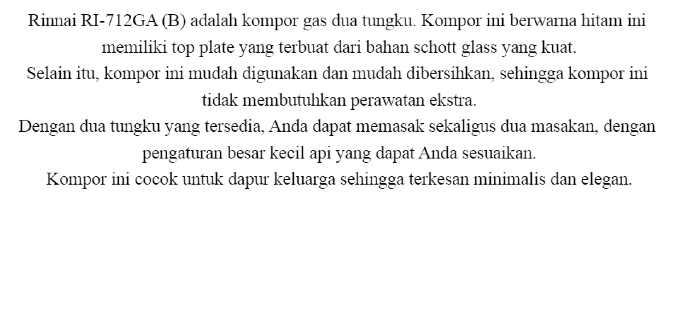 Rinnai Ri 712 Gab Kompor Gas Kaca 2 Tungku Bisa Api Lilin Mewah Berkualitas Lazada Indonesia