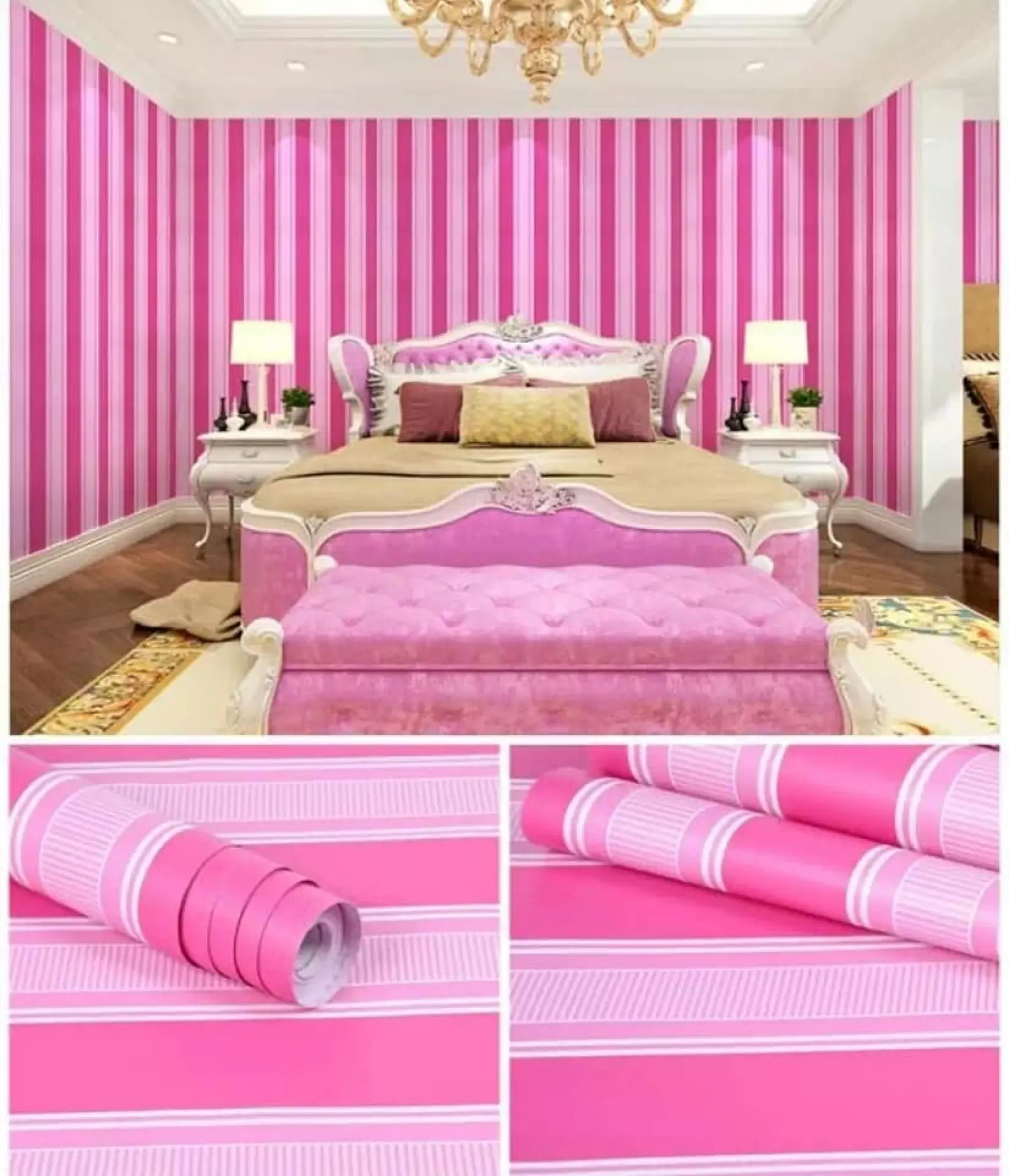 Wallpaper Sticker Dinding Kamar Karakter Garis Pink Lazada Indonesia