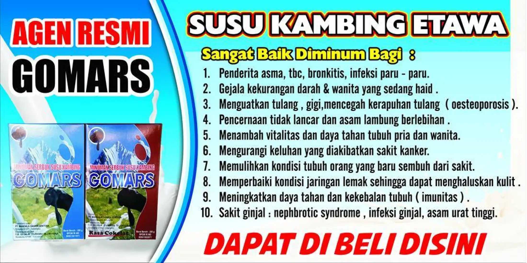 Gomars Susu Kambing Etawa Original Bubuk Instan Murni Asli Tinggi Kalsium Protein Nutrisi Gizi Penggemuk Penambah Berat Badan Meningkatkan Nafsu Makan Dewasa Anak Formula Terbaik Lazada Indonesia