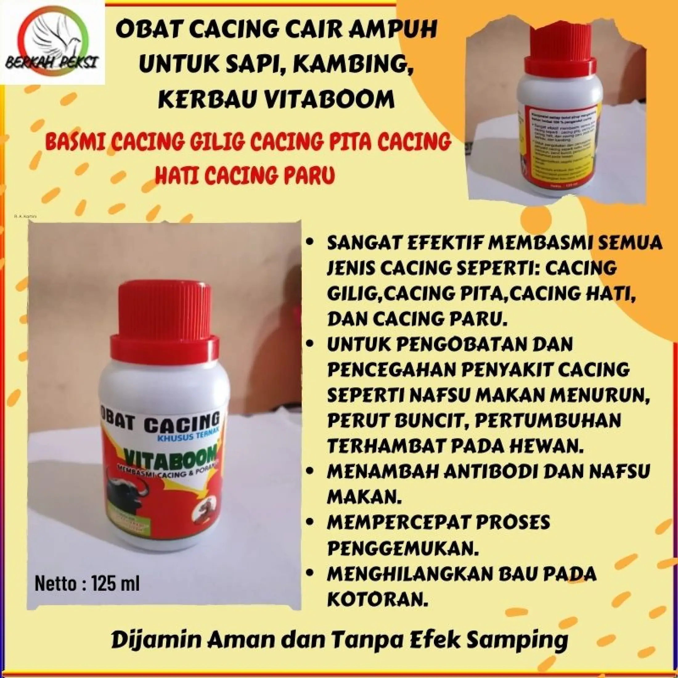 Obat Cacing Cair Ampuh Untuk Sapi Kambing Kerbau Basmi Cacing Gilig Cacing Pita Cacing Hati Cacing Paru Vitaboom Lazada Indonesia