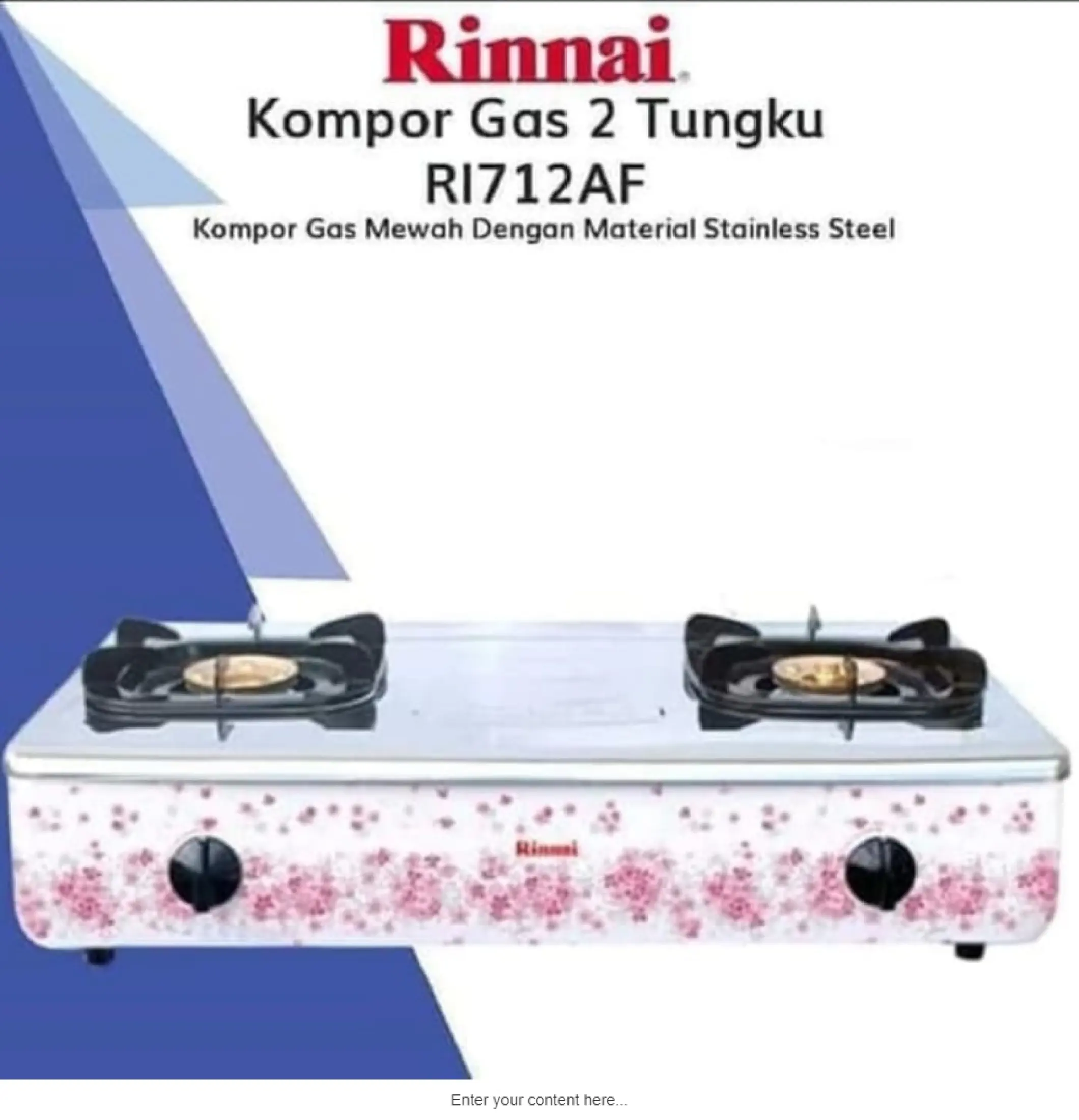 Kompor Gas Rinnai Ri 712af Kompor Gas 2 Tungku Jumbo Stenlies Steel Motif Bunga Lazada Indonesia