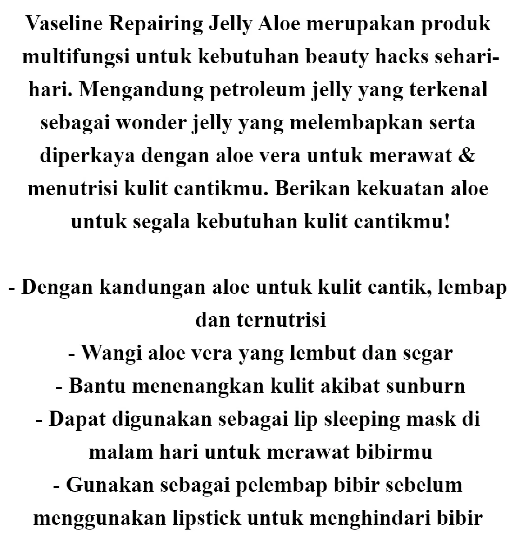 Vaseline Repairing Jelly Aloe 50ml Lazada Indonesia