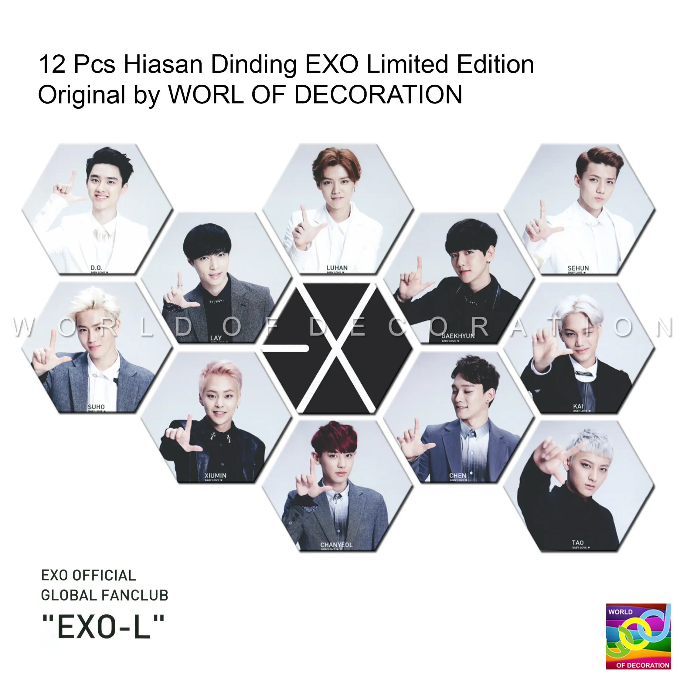 1 Set Walldecor Exo 12 Pcs Hiasan Dinding Hexagonal Dekorasi Dinding Kamar Wall Decor Dekorasi Dinding Ruang Tamu 1 Set Hiasan Dinding K Pop Original By World Of Decoration Lazada Indonesia