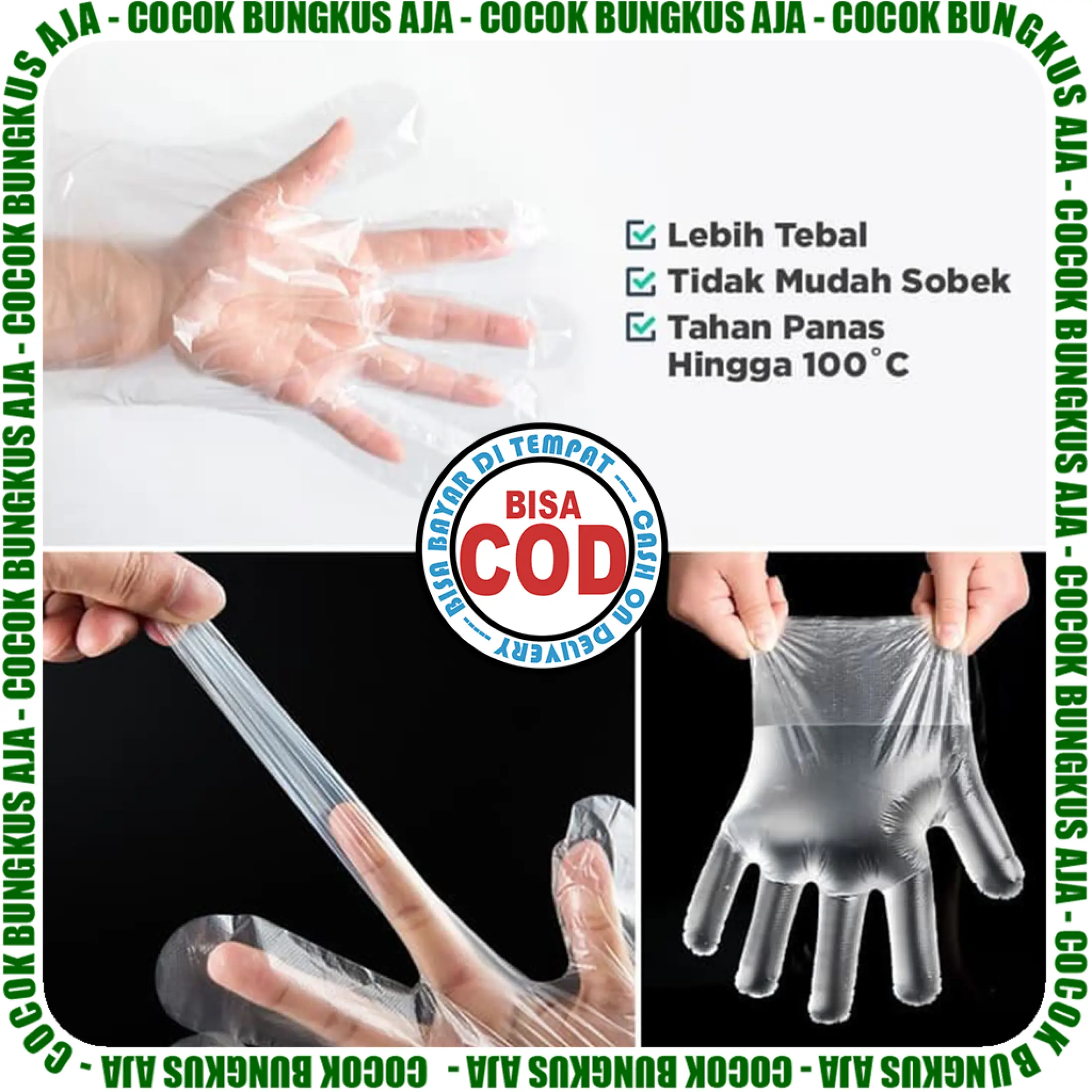 Sarung Tangan Plastik Isi 100 Pcs Sekali Pakai Sarung Tangan Koki Chef Plastic Gloves Sarung Tangan Foodgrade Sarung Tangan Cuci Piring Disposable Plastic Hand Glove Pelindung Sarung Tangan Makanan Untuk Memasak Tangan