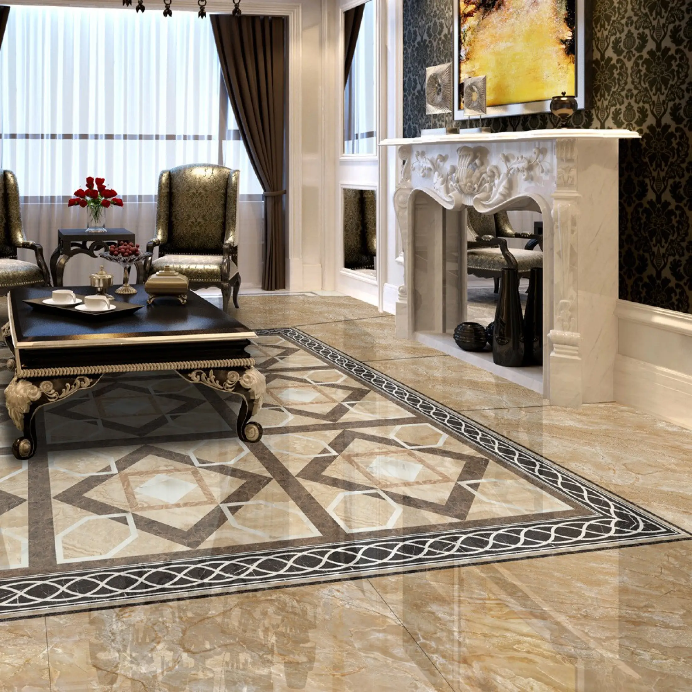 Border Lis Lantai Sticker Dekorasi Motif Motif Granit 003 Marmer Hiasan Pinggiran Lantai Lazada Indonesia