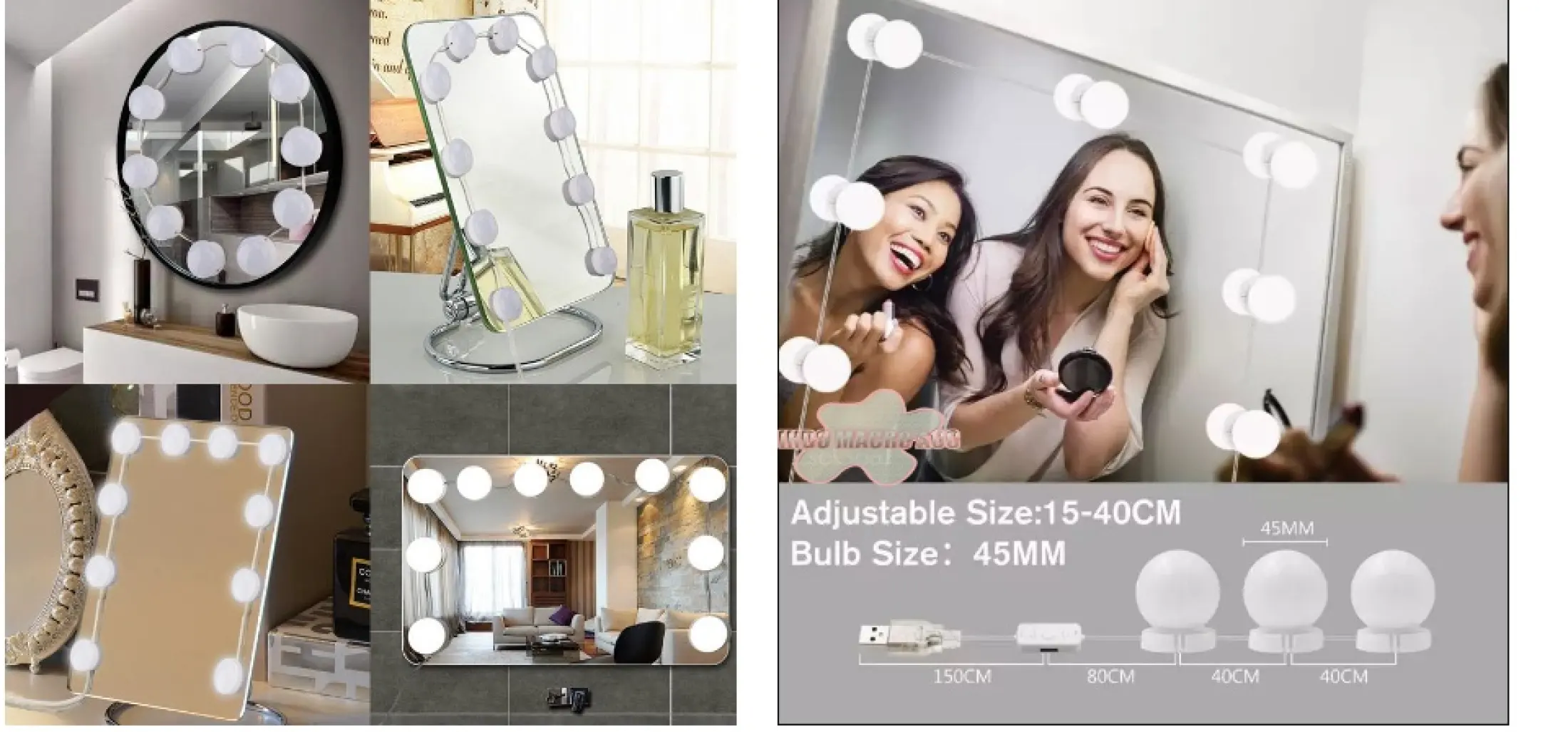 Strip Lampu Cermin Mirror Lights Vanity, Makeup Vanity Light Bulb Mirror