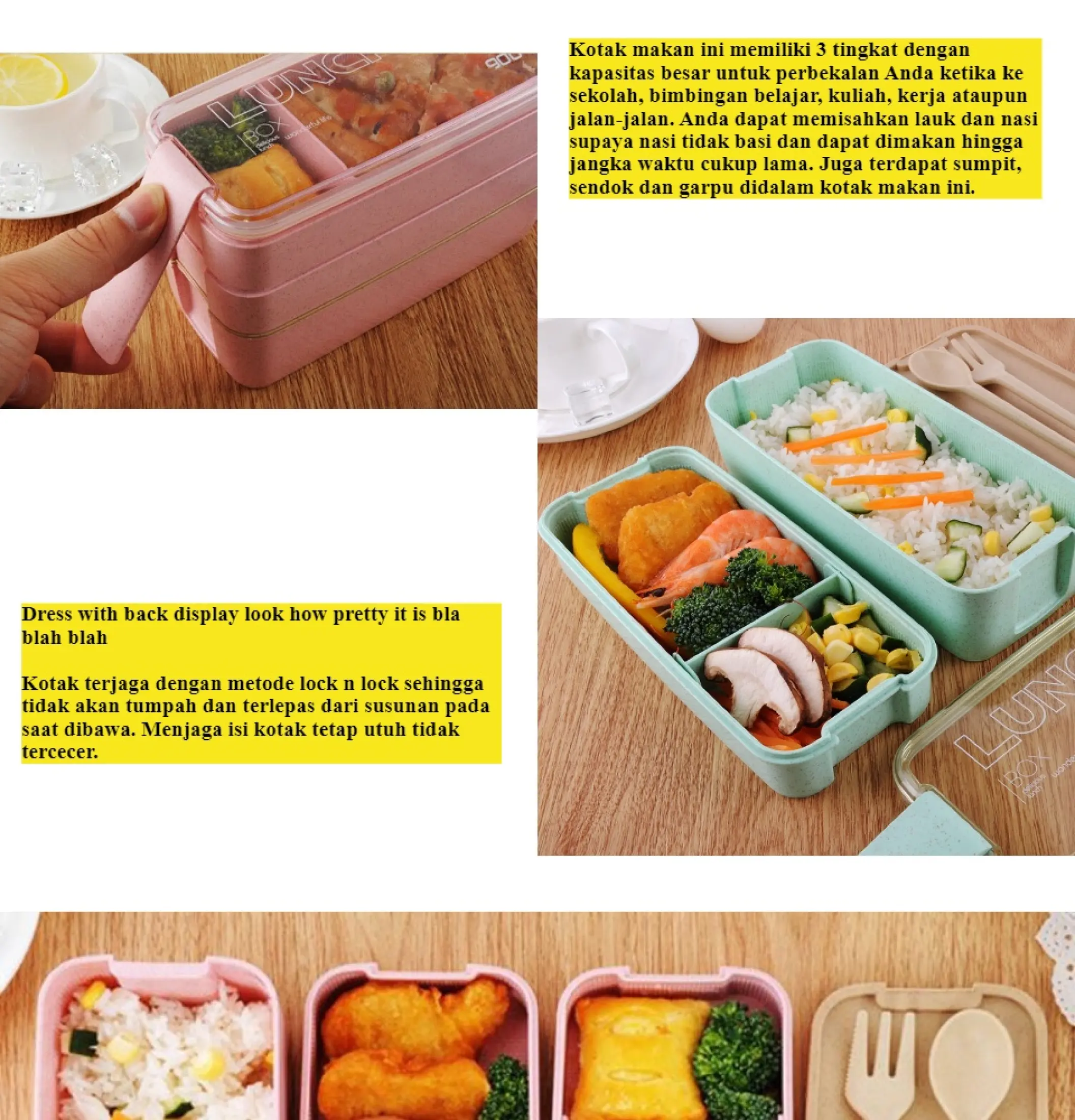 Bayar Ditempat Kotak Makan 3 Layer Healthy Bento Lunch Box 900ml With Spoon Fork Tempat Makanan Sehat 3 Kotak Tempat Penyimpanan Makanan Box Makanan 900ml Lazada Indonesia