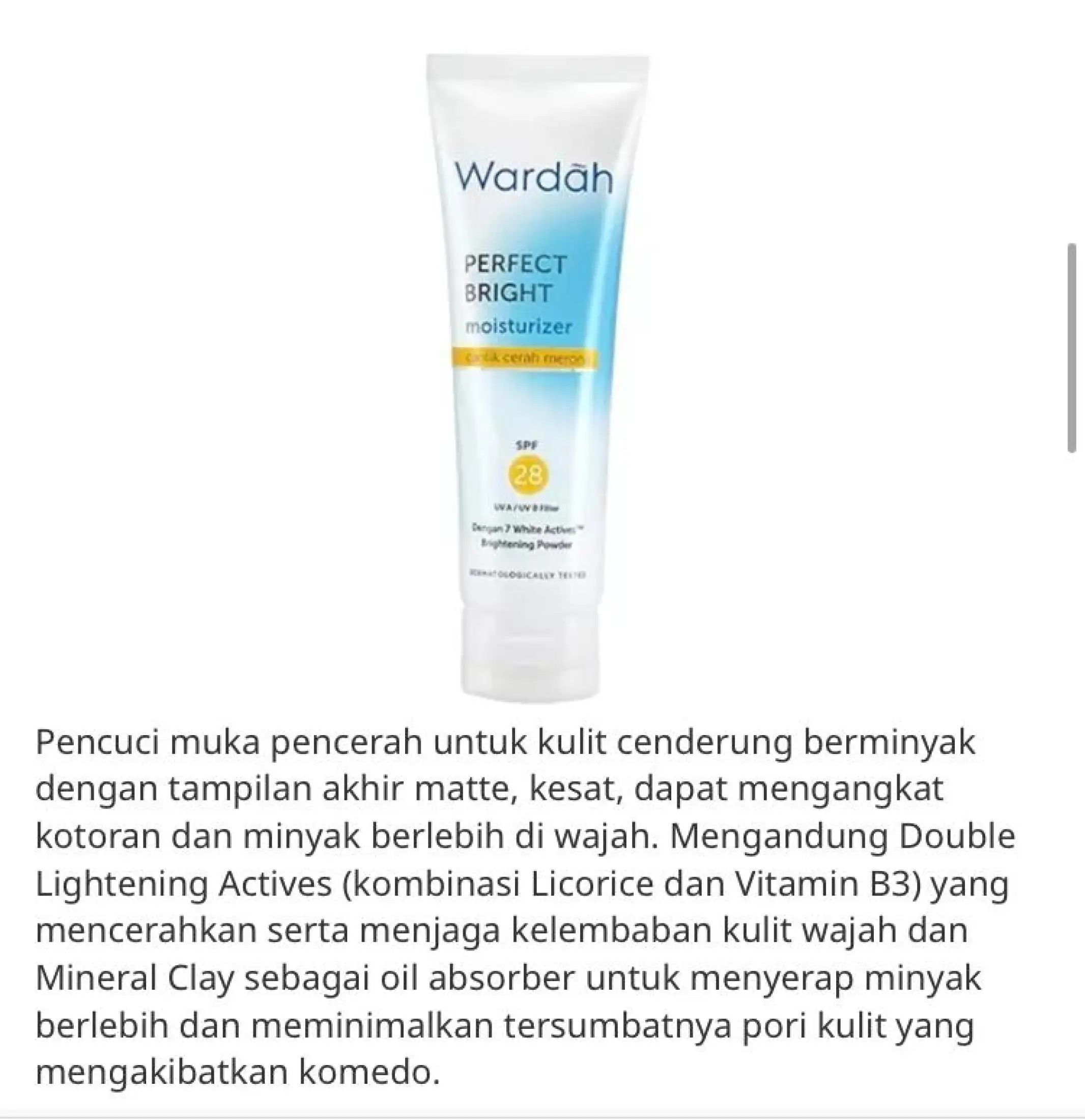 Wardah Perfect Bright Creamy Foam Brightening Oil Control Sabun Muka Untuk Kulit Berminyak Lazada Indonesia