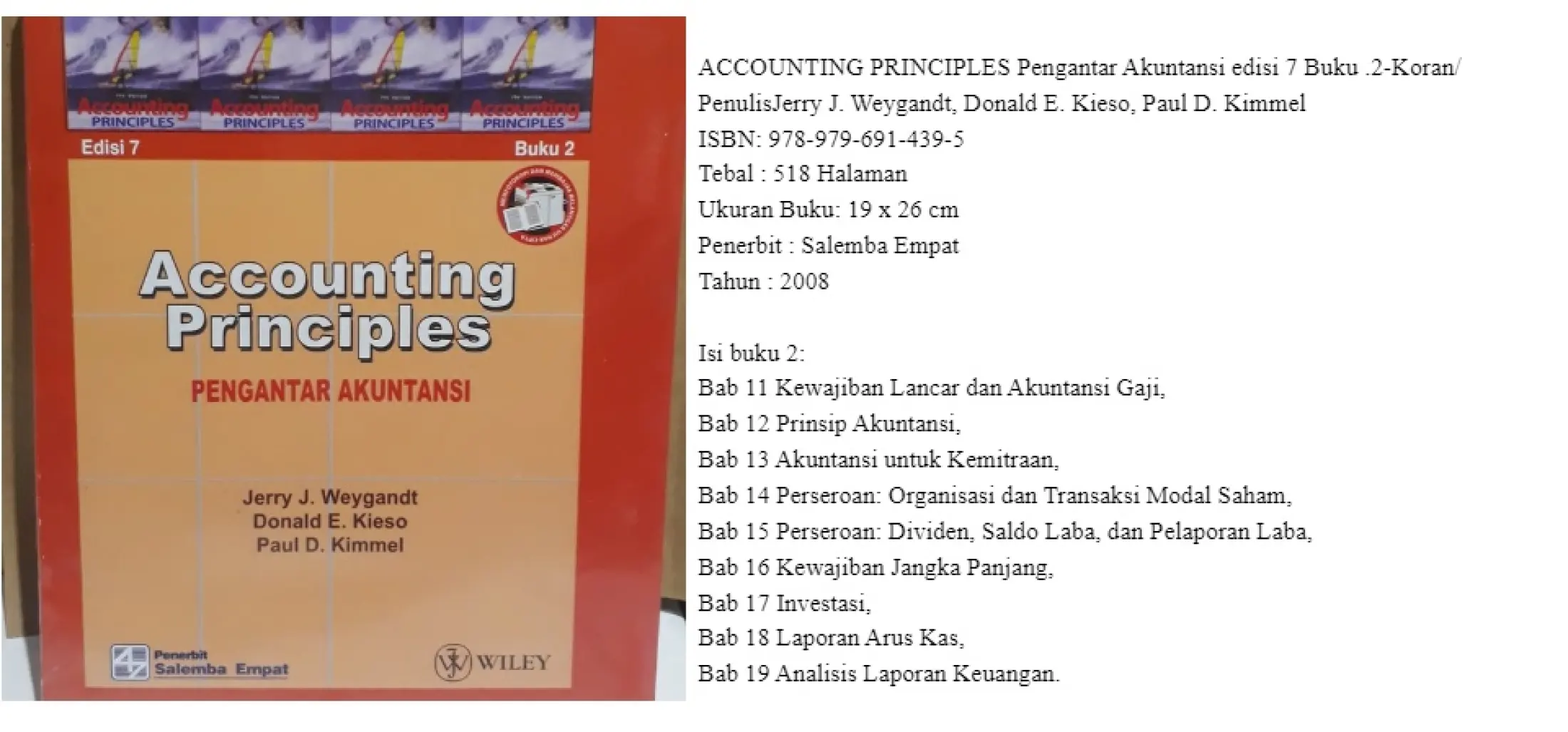 Accounting Principle Pengantar Akuntansi Buku 2 By Jerry J Weygant Donald E Kieso Lazada Indonesia