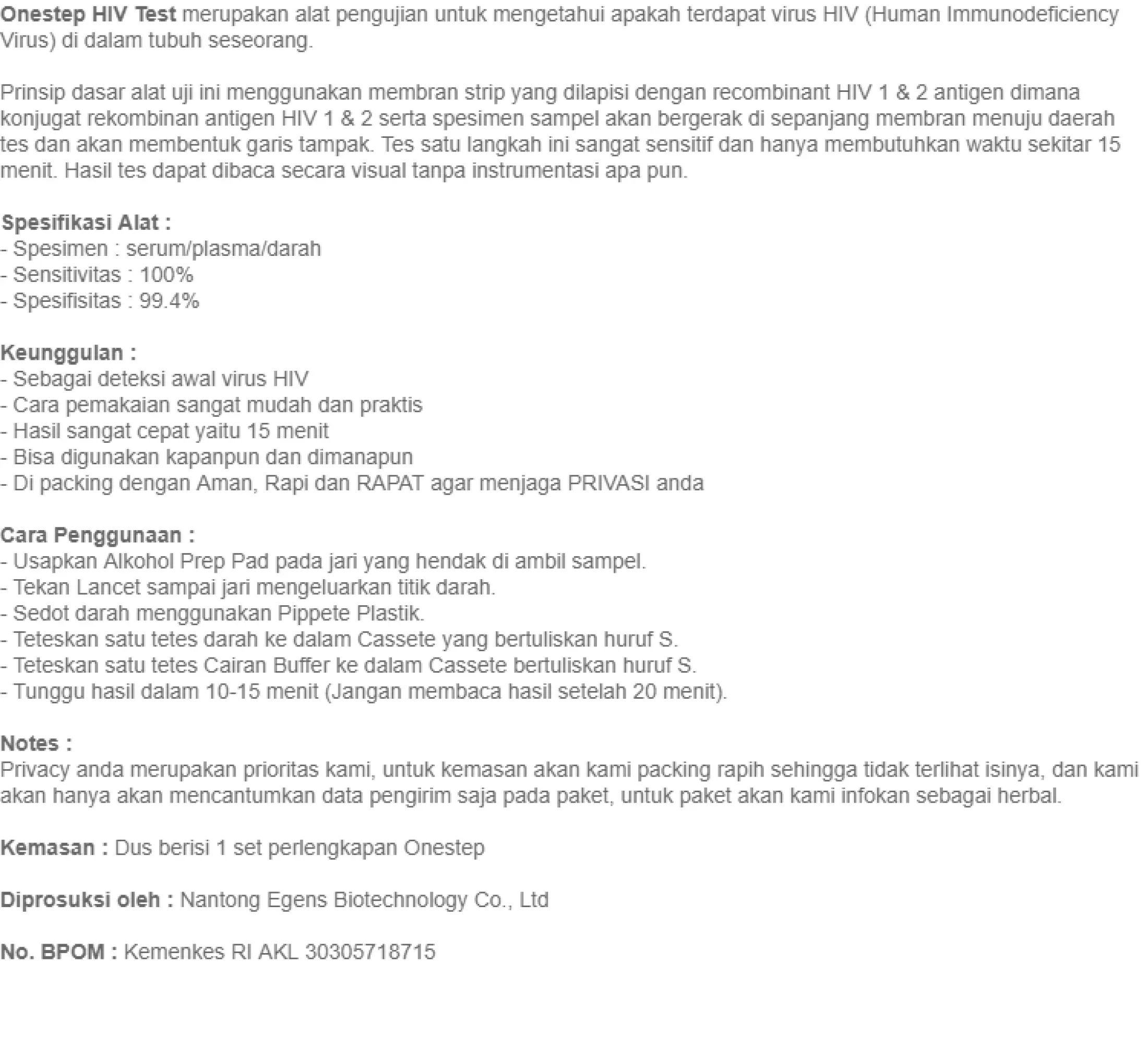 Onestep One Step Hiv Test Alat Uji Hiv 1 2 Cepat Akurat Mudah Dan Dapat Dilakukan Sendiri Lazada Indonesia