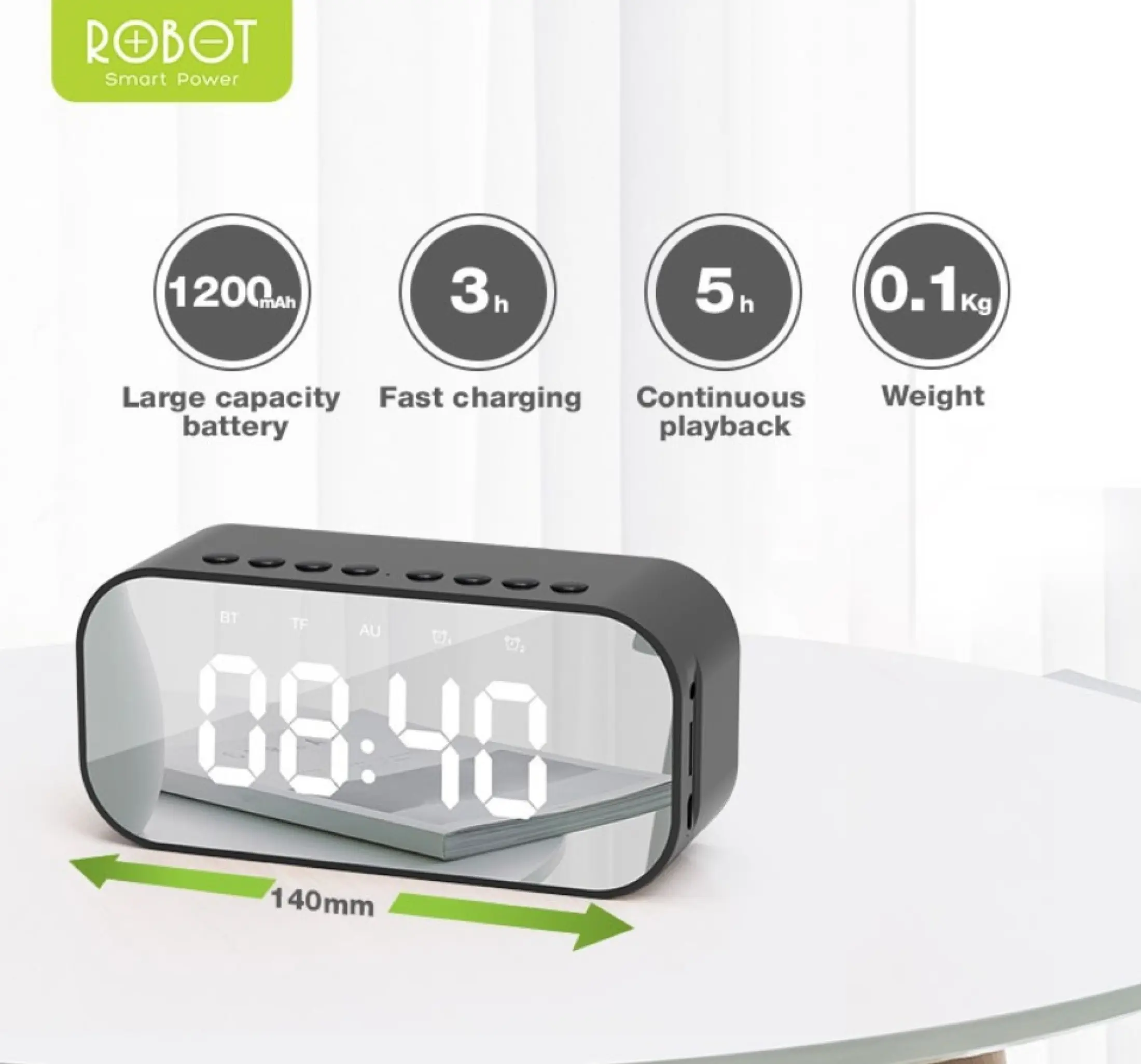 Robot Rb550 Speaker Mini Portable Bass Kencang Pengeras Suara Bluetooth With Jam Digital Timer Spk Bt Robbot Support Radio Fm Display Led Battery 1500 Mah Lazada Indonesia