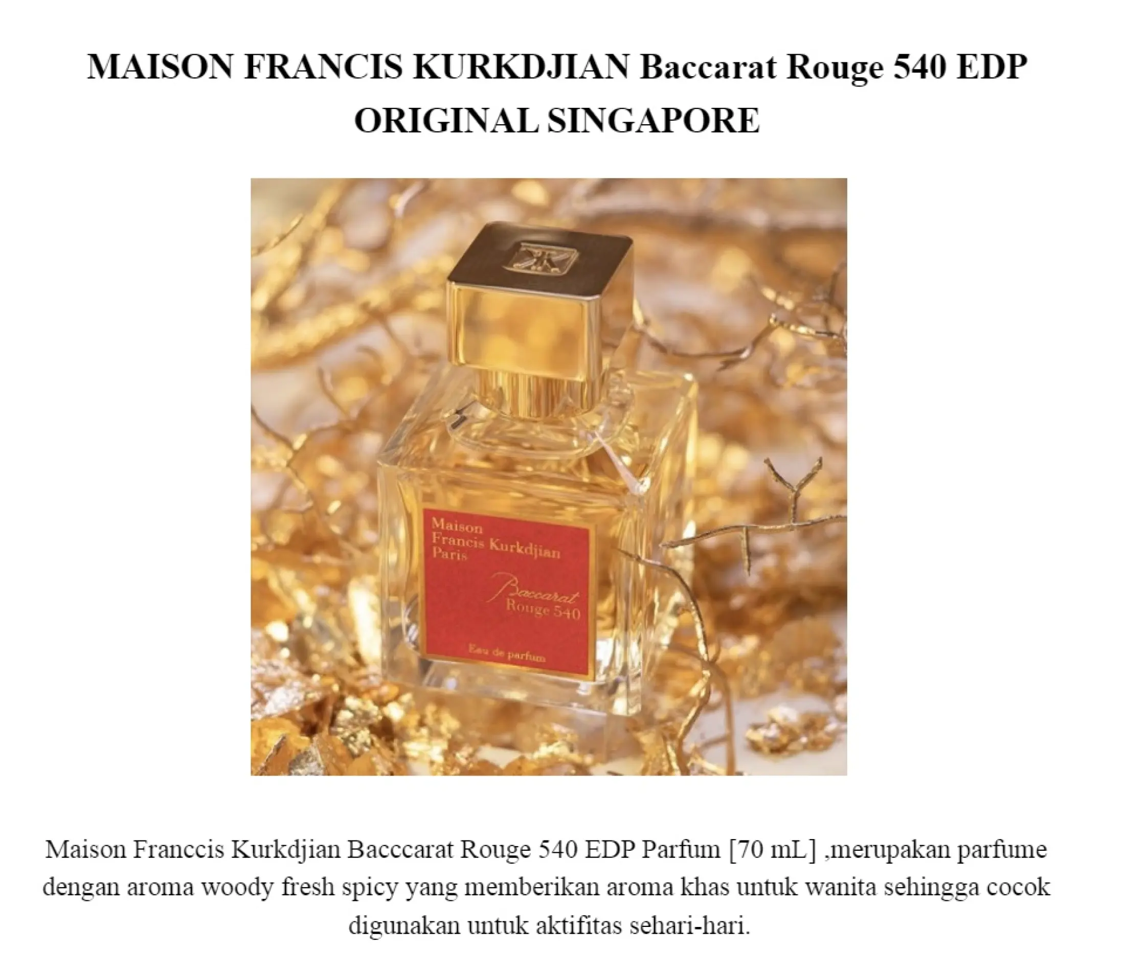 Parfum Baccarat Maison Francis Kurkdjian Baccarat Rouge 540 Edp Original Singapore Bisa Bayar Ditempat Zevana Jaya Lazada Indonesia