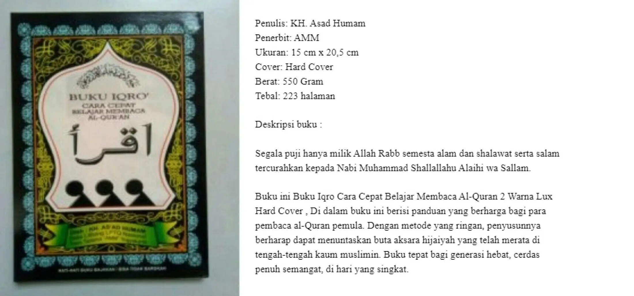 Buku Iqro Besar Cara Cepat Belajar Membaca Al Qur An Lazada Indonesia