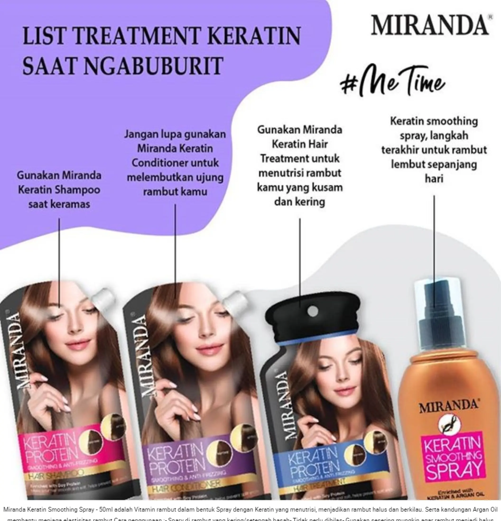 Miranda Keratin Smoothing Spray Vitamin Rambut 50 Ml Lazada Indonesia